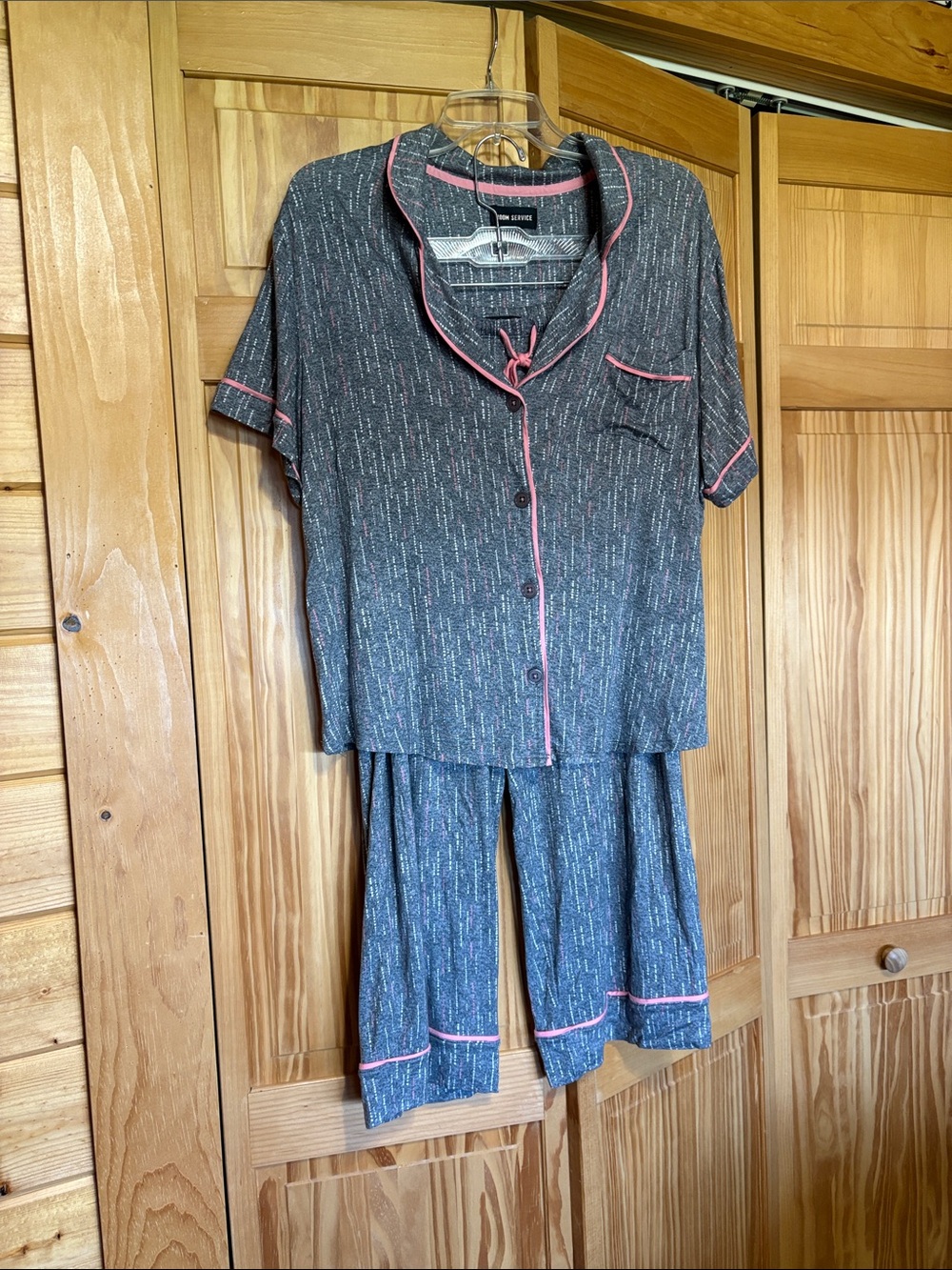 Cozy Two-Piece Pajama Set with Pink Trim